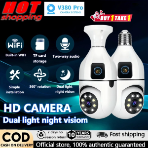 V380 PRO Bulb CCTV Camera Dual Lens Outdoor HD Waterproof Surveillance Two-Way Audio Night Vision IP Security Cameras