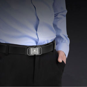 LouisWill Stylish Men’s Belt Business Belt Automatic Buckle Belt Leisure Belt 120CM Belt Second-layer Cowhide Waistband Youth Sports Pant Belt Stylish Simple Nice Waistband Durable Belt