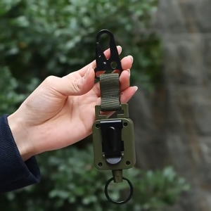 Carabiner Gantungan Kunci Tarik Multifungsi Tali Sling Kawat Retractable Keychain Hiking Karabiner Buckle Serbaguna