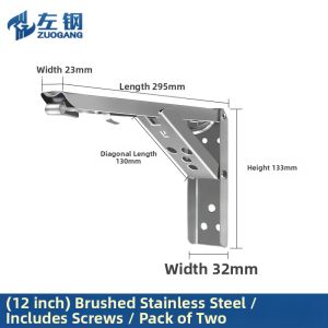 FENGHONGTAO | Stainless Steel Foldable Wall Mount Shelf Brackets
