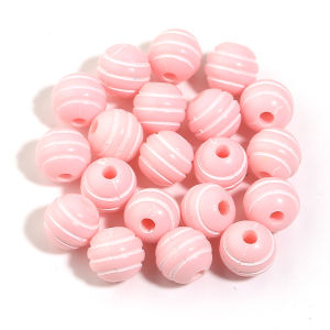 100Pcs/lot 10mm Round Acrylic Striped Beads Spacer Beads for Jewelry Making Children Handicraft Pendant Beading DIY Accessories