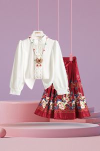 Chinese Style Girls Shirt Skirt Set Spring Autumn New Style Little Girl Fashion Baby Two Piece Set Fruit Pulla Brand