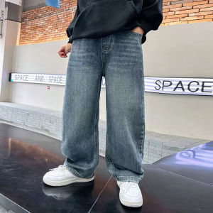 Trendy Straight Leg Jeans for Boys 12 Years Old And above Spring Autumn New Style Long Pants Handsome Childrens Denim