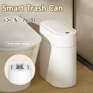 7/9L Smart Sensor Trash Can with Lid Trash Bin Wall Mount Automatic Narrow Slit Toilet Wastebasket Kitchen Induction Garbage Bin
