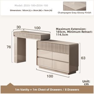 Creamy Style Minimalist Corner Vanity With Mobile Storage