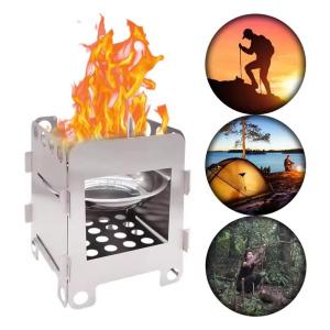 Folding Camping Wood Stove Portable Stainless Steel Firewood Burner Twigs Burner for Outdoor Picnic BBQ Hiking Camping Equipment