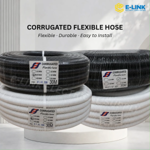 CORRUGATED PVC FLEXIBLE CONDUIT HOSE 20MM / 25MM 30M/ROLL
