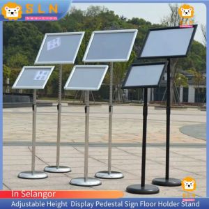 [COD] Height adjustable metal display base logo floor stand/snap frame poster display stand/360 ° rotatable display stand