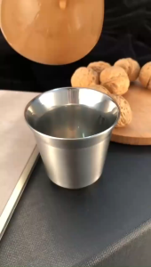 แก้วกาแฟสแตนเลส 304 ความจุขนาดเล็ก แก้วกาแฟสแตนเลสสองชั้น