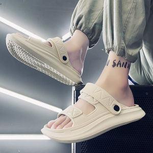 Mens Summer Outdoor Slip-On Anti-Slip Thick Bottom Beach Sandals Comfortable Driving Slipper Trendy Breathable Flat Heel Rubber