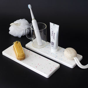 Senhuo Sovo Bathroom Storage Rack Diatom Ooze Absorbent Soap Holder Bathroom Diatomite Toothbrush Cup Holder