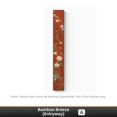 New Chinese Style Vertical Bamboo Entrance Decorative Painting Flower And Bird Red High-End Zen Atmosphere Corridor Background Wall