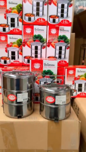 ปิ่นโตสแตนเลส 3 ชั้น 2 ชั้น ขนาด 12 ซม. มีหูหิ้ว พกพาง่าย แข็งแรง ทนทาน