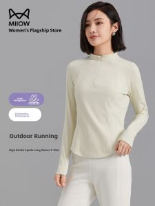 Miiow | Ice Silk Long Sleeve T-Shirt Womens Summer Sport Yoga Slim Fit Waist Shaping Base Shirt Top MiiOW Cat Person Daily Style