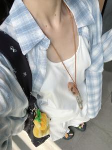 Idle Style Niche Style Chic Gingham Shirt Women Summer New Arrival 2024 New Arrival Loose Casual Blue Sun Protection Long Sleeves