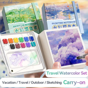 Borrence Travel Watercolour Paint Palette Set Mini Pocket Watercolor Painting Notebook for Painters Artists Students Stationery