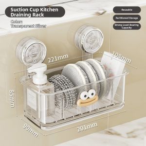 BAOJIAWANG | Suction Sponge Draining Shelf Sink Storage Rack