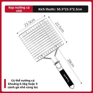 Kẹp Cá Nướng Bằng Thép Không Gỉ 304 Kẹp Rau Củ Quả Nướng Ngoài Trời Dụng Cụ Lưới Nướng Thanh Lý Sỉ