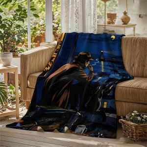 BILIBILI | Noir Man Cat Harbor Night Flannel Blanket Perfect for Sofa Office Bed Travel Sleep Read Relax Camping Four Season Use