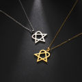 Cazador Heart Pentagonal Pendant Necklace For Women Geometric Stainless Steel Chain Necklaces Jewelry Wholesale 2024 New Arrival. 