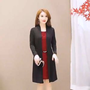 Váy trung niên nữ đẹp dự tiệc sang trọng V37 dáng suông - Đầm dạ hội cao cấp chất len tăm shop quần áo kiểu thời trang cho mẹ cho bà cho người lớn tuổi trung tuổi U40 U50 U60 U70 mặc mùa xuân thu đông giá rẻ Bigsize cỡ lớn