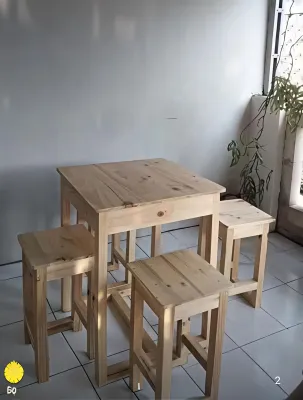 Meja Cafe 1 Set Minimalis 4 Kursi Set Meja makan Kayu Minimalis 4 Kursi Meja Warung Makan Meja Kopi Kuat Dan Kokoh