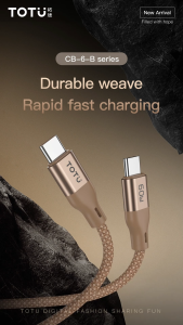 TOTU CB-6-CC 60W Kabel Charger Type C to Type C | Fast Charging | Magnetic Storage | PD3.0/QC4.0