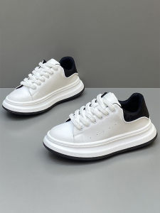 Mens Sports Casual Shoes 2025 New Style Increased Height White Sneakers Spring Leather Surface Breathable Dad Shoes