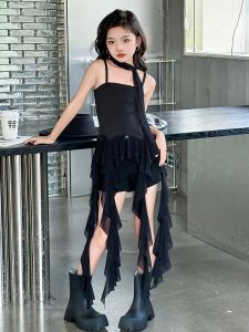 Váy Nữ Trẻ Thời Trang Mùa Hè Biểu Diễn Jazz Không Dây Ôm Vừa Vặn Không Đều Phong Cách Ngọt Ngào Mát Mẻ Váy Biểu Diễn