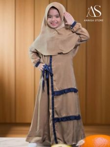 BAJU DRESS ANAK GAMIS HIJAB ETHICA KAGUMI KIDS 18 COKLAT