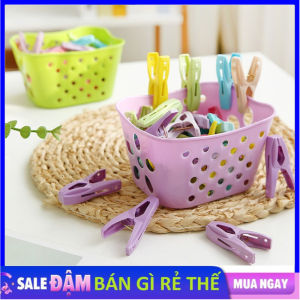 Vỉ 30 Kẹp Nhựa Phơi Quần Áo Phơi Đồ Kèm Khay Đựng Tiện Lợi - Rổ 30 Cái Kẹp Treo Quần Áo Mũ Nón Tất Vớ Bằng Nhựa Pp Cao Cấp Đa Năng Tiện Lợi