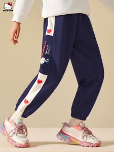 Quần Thể Thao HelloKitty Lót Lông Cừu Cho Bé Gái Thời Trang Mùa Thu Đông Quần Dài Ống Rộng Thoải Mái Thoáng Khí