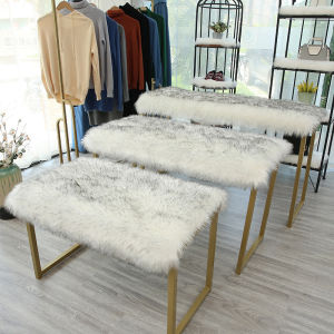 White Long Plush Carpet Woolen Mat for Clothing Store Window Display Modern Minimalist Style Home Decor Customizable Cleaning