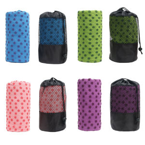 【HCS】Portable Yoga Mat Towel with Mesh Carrying Bag Soft Hot Yoga Towel Grip Dots Fitness Meditation Mat for Home Office