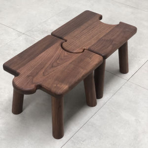 Kids Puzzle Bench Pure Solid Wood Shoe Changing Stool Black Walnut Kindergarten Creative Safety Baby Stool Ermu Ermu