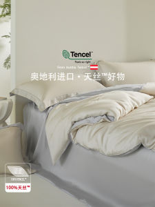 Luxurious Summer 100 Thread Count Lyocell Bedding Set Smooth Ice Silk Sheet Cover Duvet Cover Naked Sleep Comforter Cover