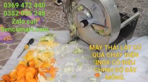 Máy thái lát dày mỏng tùy chỉnh các loại cư quả chạy điện 220v