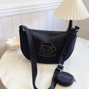 Large Capacity Canvas Dumpling Bag Womens 2025 New Fashion Versatile Travel Single Shoulder Slant Cross Bag Simple Commuting Bag