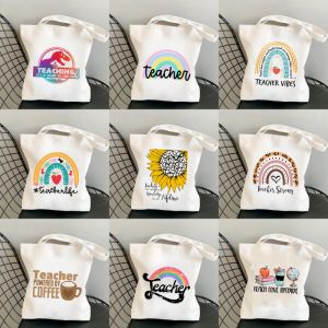 Dung Tích Lớn Rainbow Giáo Viên Đồ Họa Túi Tote Thân Thiện Với Môi Trường Vải Đeo Vai Túi Xách Cho Nữ Shop Harajuku Phong Cách