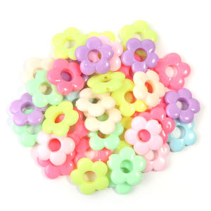 50pcs/lot 19mm Plastic Five Petal Flower Beads Large Hole Plum Blossom Bead Loose Spacer Beads For DIY Jewelry Making Bracelet
