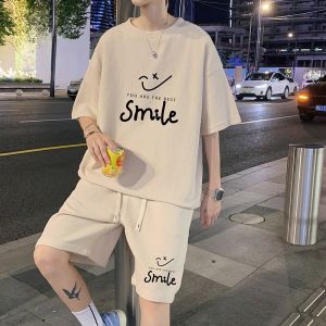 ROMON | ชุดกีฬาลำลองฤดูร้อนสำหรับผู้ชาย ชุดเสื้อยืดแขนสั้นผ้าไหมน้ำแข็งบาง วิ่ง วิ่ง ว่ายน้ำ ฟิตเนส ลำลอง ชุดกีฬา ชุดเสื้อผ้า