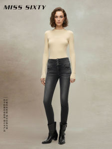 Miss Sixty High Waist Triple Ring Womens Skinny Jeans Casual Style Denim Fabric Cotton Polyester Spandex Blend Deep Color