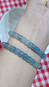Collection Grade Blue Stormy Aquamarine Abacus Rondelle Bracelet
