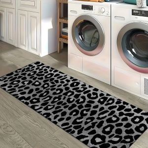 VIKAMA Fashionable Leopard-Print Rug: Non-Slip Soft and Warm—Perfect for Hallways Kitchen and Laundry Rooms—Home Decor