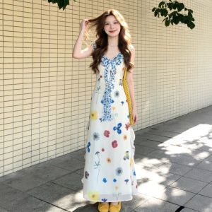 CHANGTONG | Summer Beach Holiday Floral Slim Fit Fairy Dress