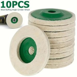10Pcs 4" Wool Felt Polishing Wheels For Angle Grinders - Durable Buffing Pads For Metal Glass & Ceramic - Ideal For Car Detaili