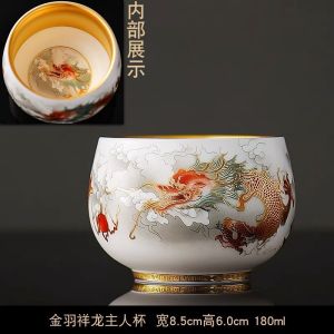 Zhou Hongjie 999 Pure Silver Tea Pot Dragon And Phoenix Silver Cup Silver Tea Set Handmade Chinese Style Tea Brewing Kit