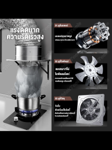 เครื่องดูดควันขนาดใหญ่ ในครัว12 นิ้ว พัดลมดูดอากาศความเร็วสูง 120W พัดลมดูดอากาศในครัว มอเตอร์นำเข้า พัดลม7ครีบ ฟรีท่อ3เมตรขาตั้ง ขนาด6/8/10/12นิ้ว Exhaust fan ส่งสินค้าจากไทย