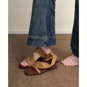 MeiLaiYaJi Womens Fashion Sandals mid Heel Slope Heel Shoes Summer Outdoor Wear with Skirts Comfortable High Heels Slip-On