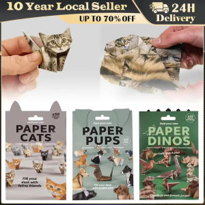 Creative Diy Paper Cats 50 Sheets Diy Origami Paper Handmade Diy Paper Cat Dog Dinosaur Fun Art Craft Folding Animal Folding Set